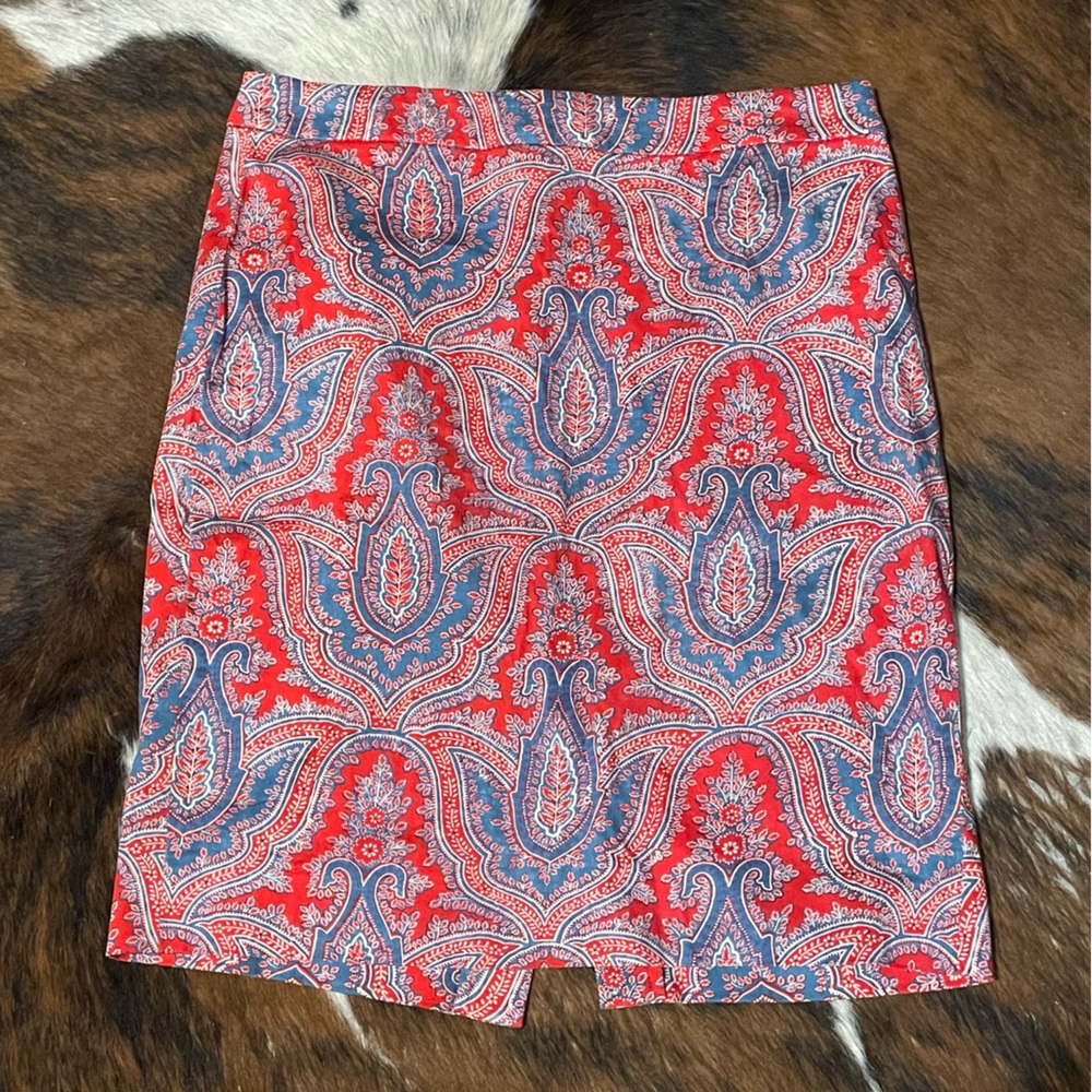 J. Crew Pencil Skirt Vibrant Paisley Design